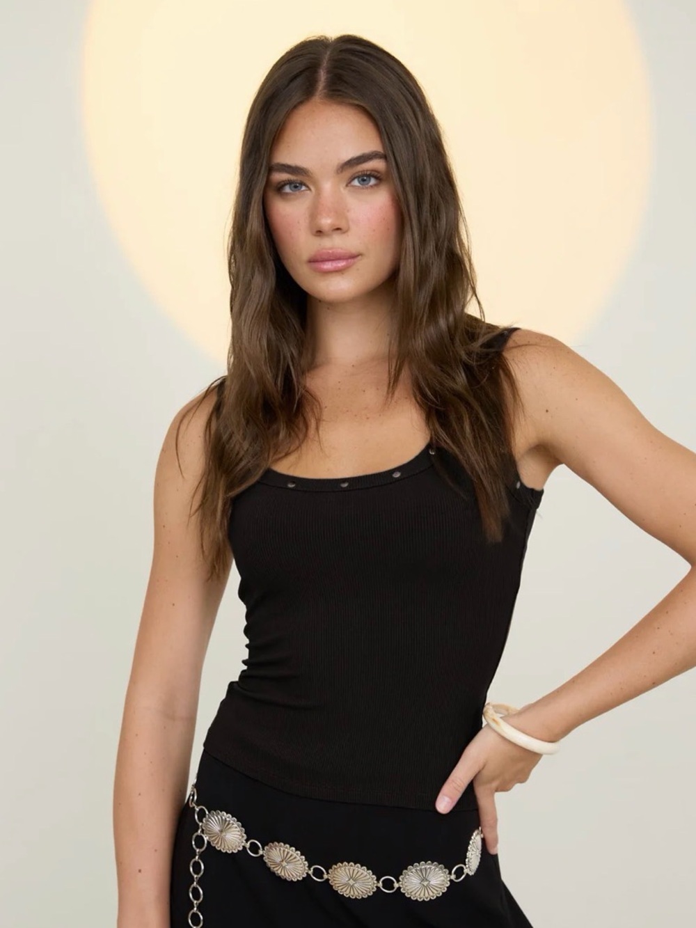 NEW The Workshop Black Stud Detail Knit Tank Top